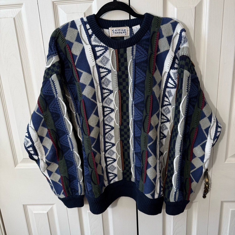 Vintage Cotton Traders Cosby Sweater Mens Size Medium 3D Jumper Coogi Style